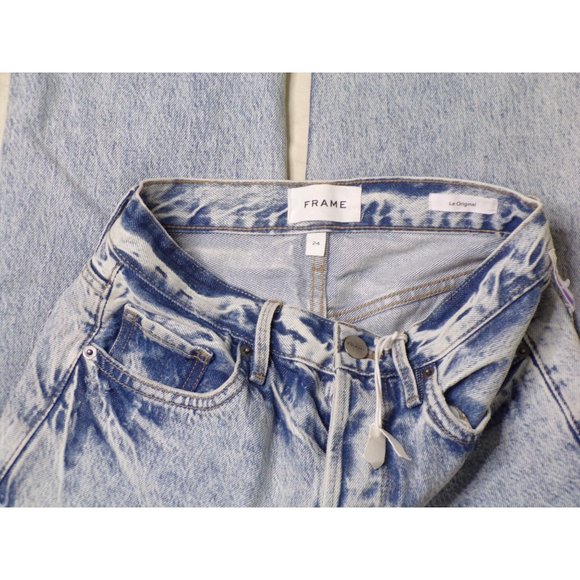 🆕 FRAME Le Original High Rise Straight Leg Button Fly Jeans Richlake Blue Sz 24 - Picture 15 of 15